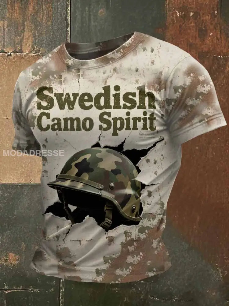 Retro Svenskt Original Tematryckt Casual T-shirt För Män som bild / S