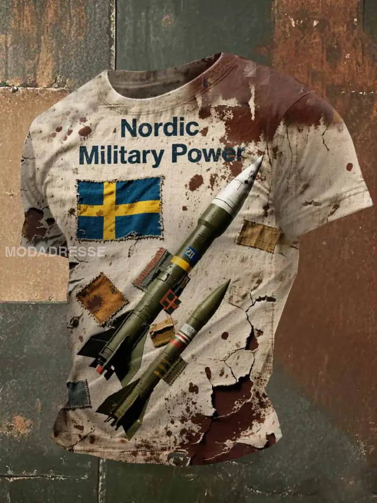 Retro Svenskt Original Tematryckt Casual T-shirt För Män som bild / S