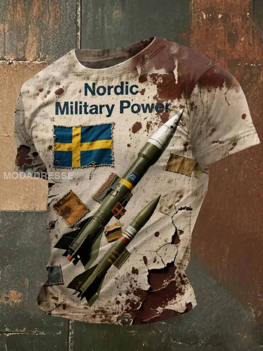 Retro Svenskt Original Tematryckt Casual T-shirt För Män som bild / S
