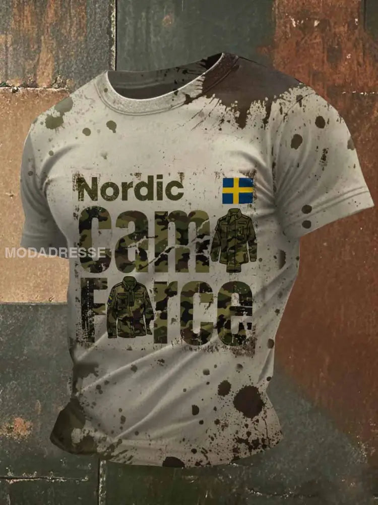 Retro Svenskt Original Tematryckt Casual T-shirt För Män som bild / S