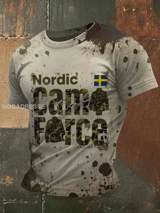 Retro Svenskt Original Tematryckt Casual T-shirt För Män som bild / S