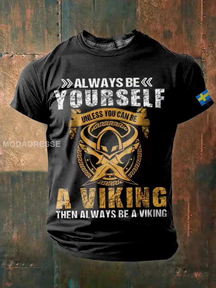 Retro Svenskt Vikingatröja För Män Casual T-shirt som bild / M