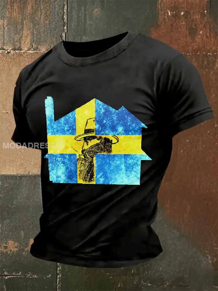 Retro T-Shirt Med Svenskt Tema För Män som bild / S