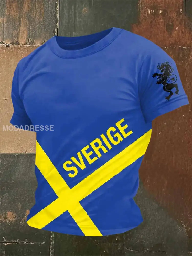 Retro T-Shirt Med Svenskt Tema För Män som bild / S
