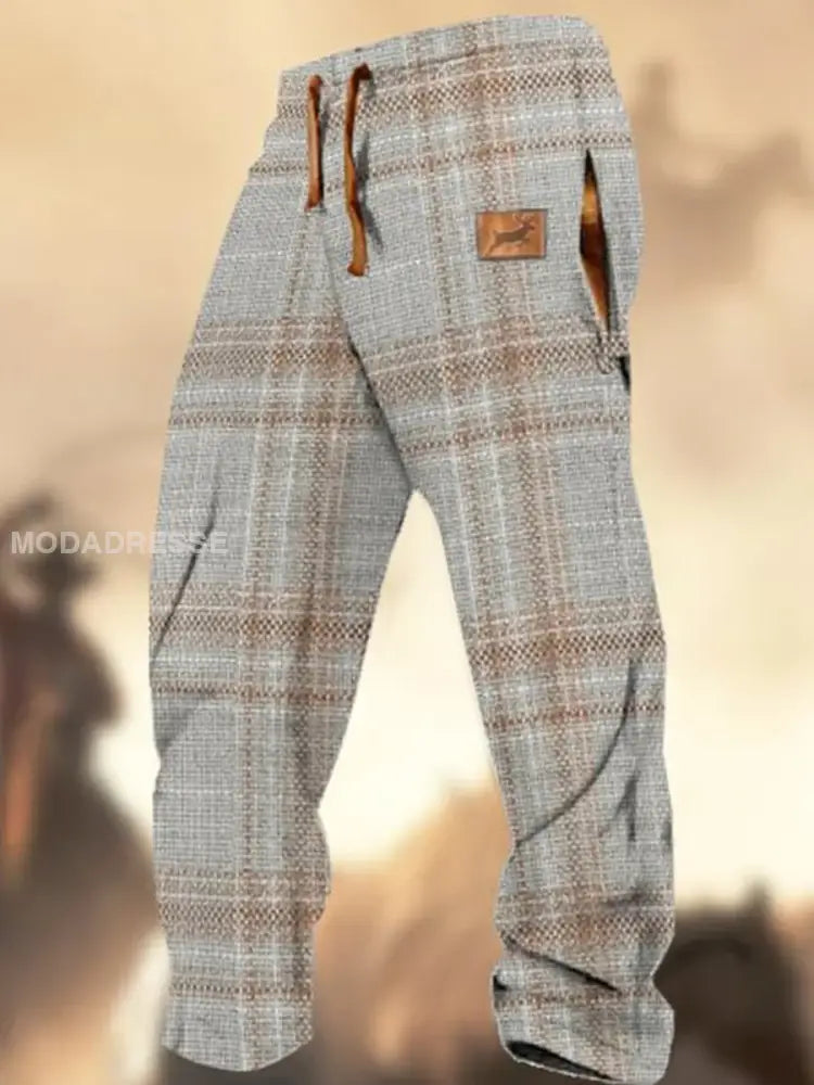 Retro teksturmønster Skriv ut Western Village jaktlogo Stripede sløvebukser A / S