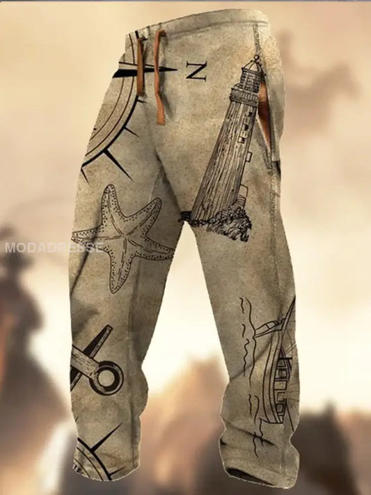Retro Textur Cowboy-mønster Skriv ut Western Village jaktlogo Stripede slags strømmebukser A / S