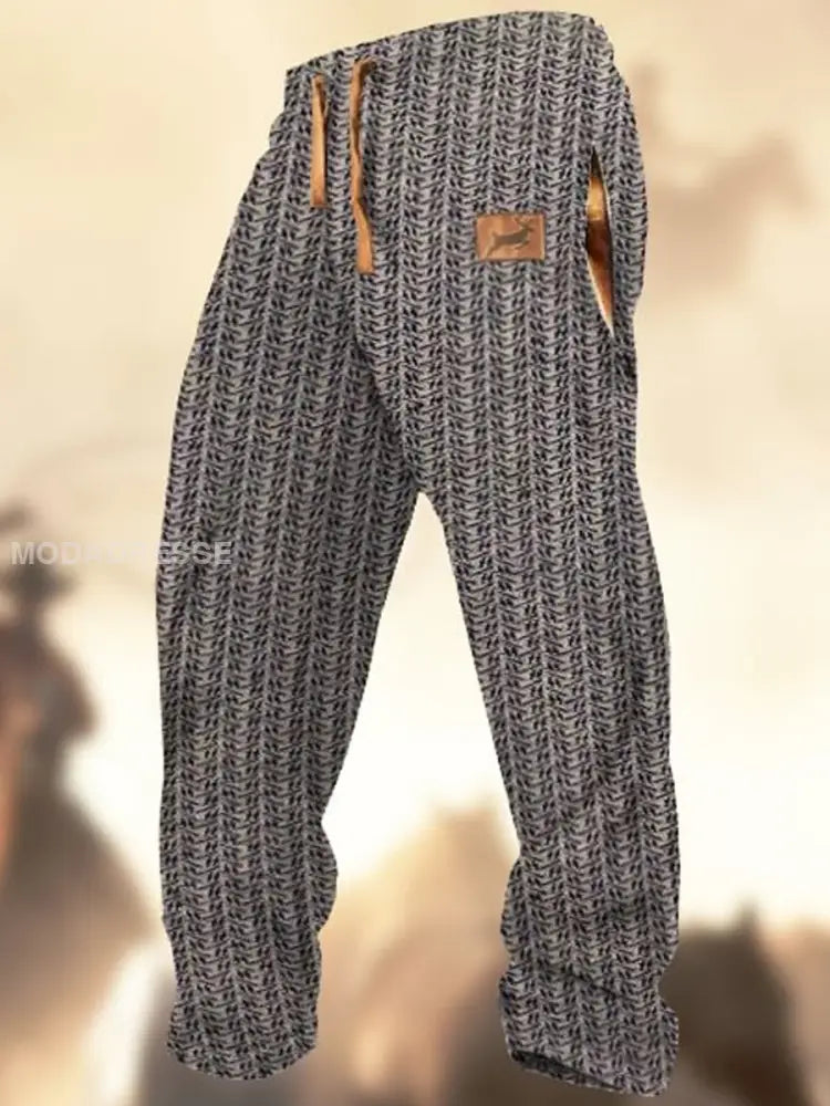 Retro Textur Elk-mønster Skriv ut Western Village jaktlogo Stripet A / S