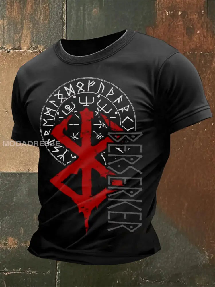 Retro Viking illustration tryckt Casual T-shirt som bild / S
