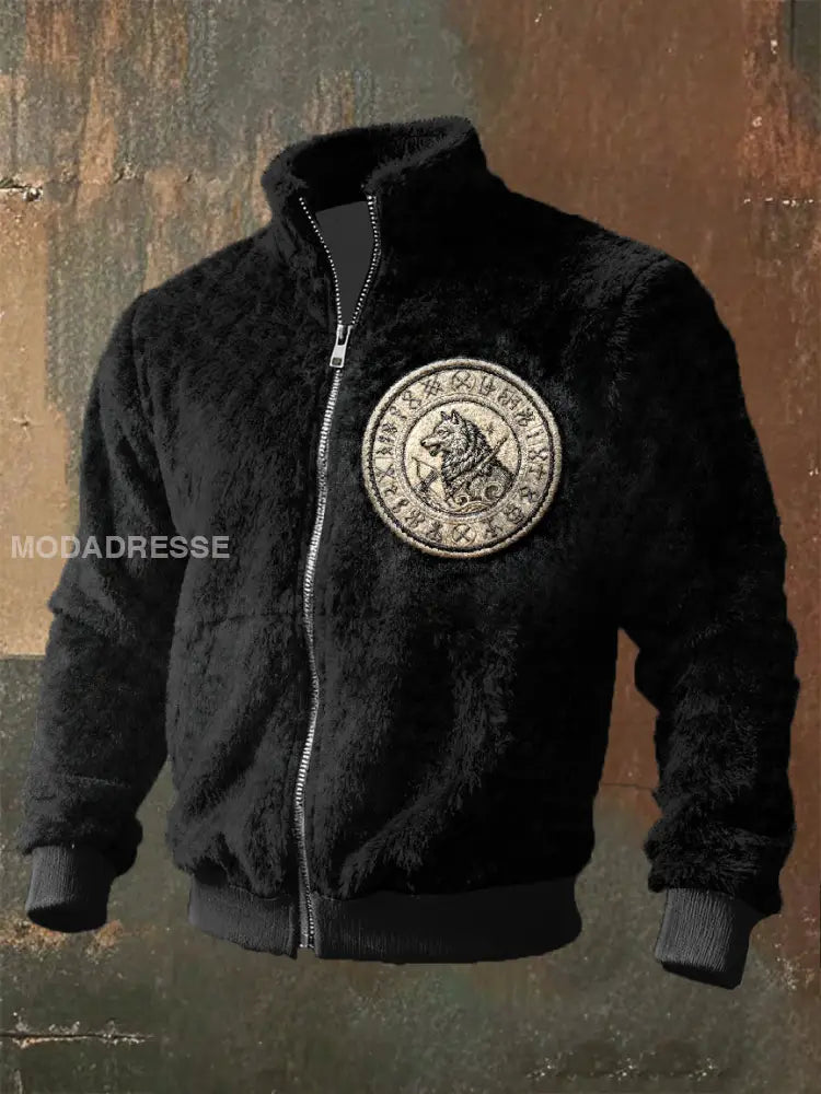 Retro Viking Print Casual Cardigan som bild / S