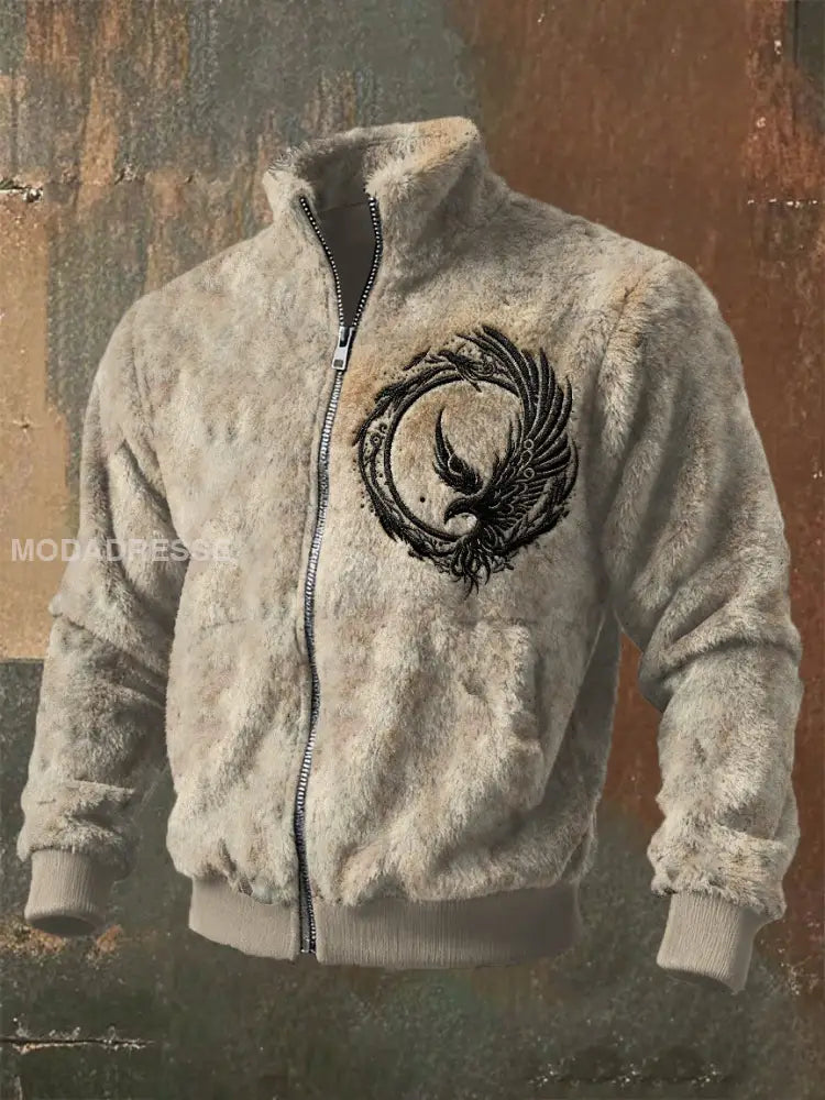 Retro Viking Print Casual Cardigan som bild / S