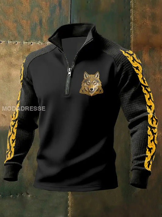 Retro Viking Print Casual Sweatshirt som bild / S