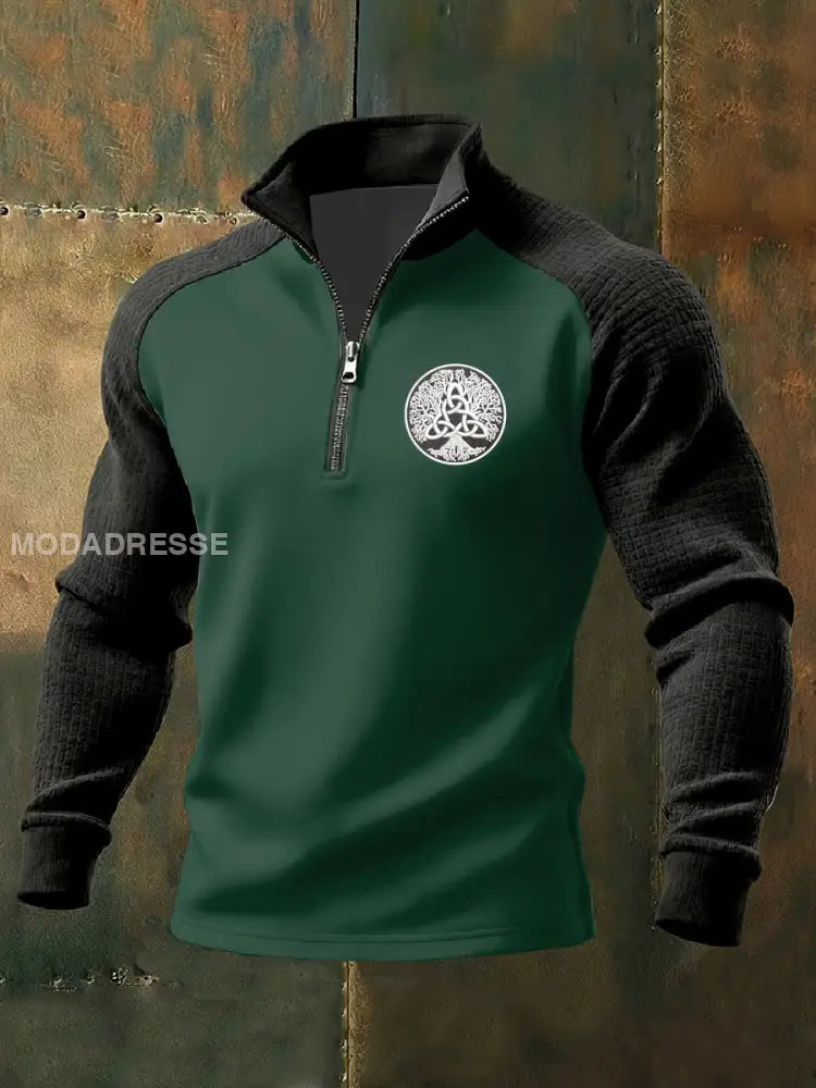 Retro Viking Print Casual Sweatshirt som bild / S