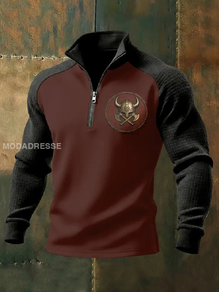 Retro Viking Print Casual Sweatshirt som bild / S