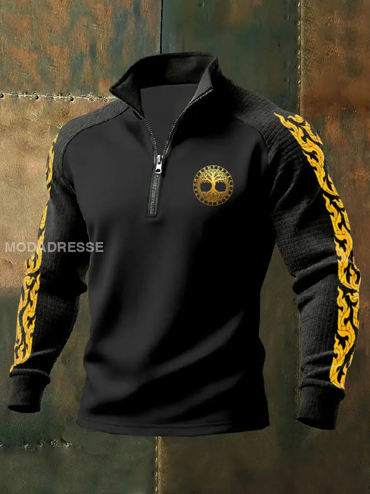 Retro Viking Print Casual Sweatshirt som bild / S