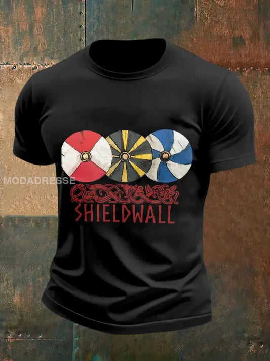Retro Viking sköld Skriv ut Casual T-shirt För Män som bild / S