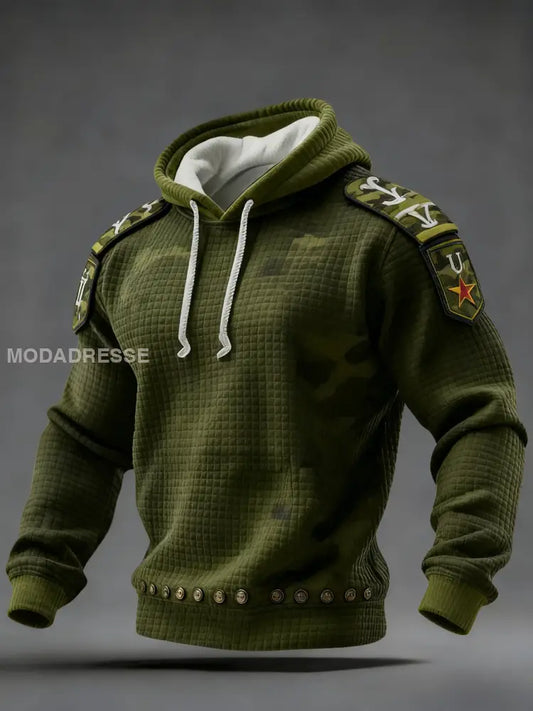 Retro Viking Svenska Camo Veteran Våffle Hoodie Våffel grönt / S