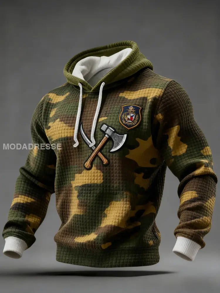 Retro Viking Svenska Camo Veteran Våffle Hoodie Våffel grönt / S