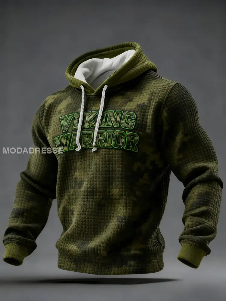 Retro Viking Svenska Camo Veteran Våffle Hoodie Våffel grönt / S
