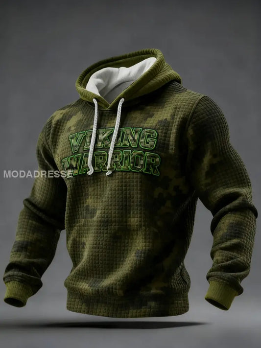 Retro Viking Svenska Camo Veteran Våffle Hoodie Våffel grönt / S
