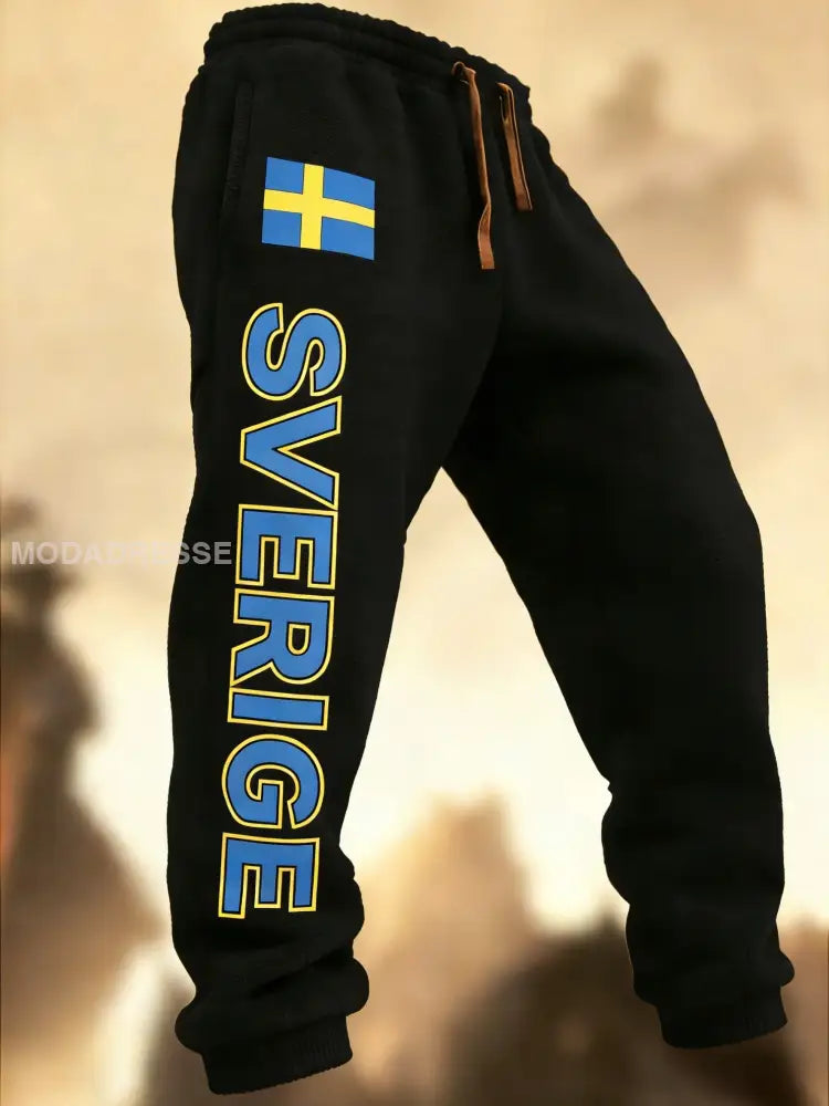 Retro Viking Swedish Brickge Skriv ut Casual Trängdräkten svart / S