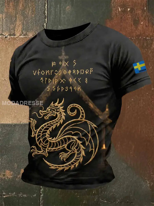 Retro Viking Valkyrietryckt Casual T-shirt För Män som bild / S