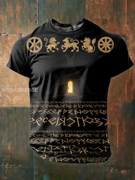 Retro Viking Valkyrietryckt Casual T-shirt För Män som bild / S