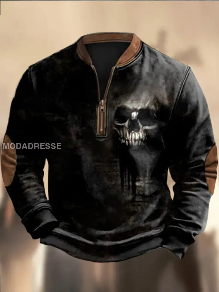 Retro Village jaktlogo trykt Western Vintage linsløys med hals utendørs tykk gjetee A / S