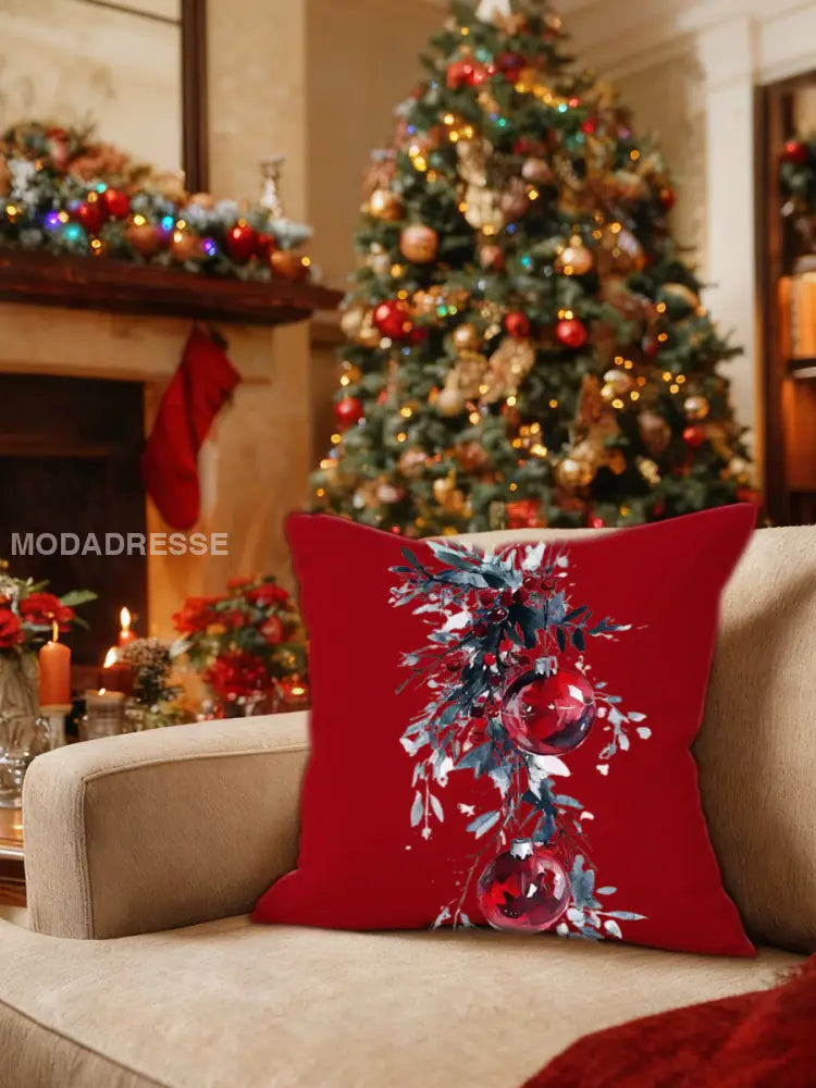 Röd Jul Prydnad & Blak utskrift kasta kudd flerlog