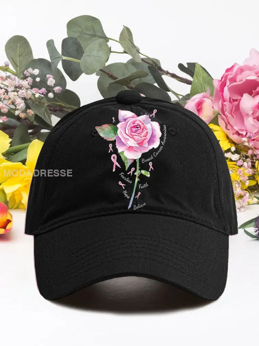 Rosa rosa bröstcancer neutral hatt svart / ONE