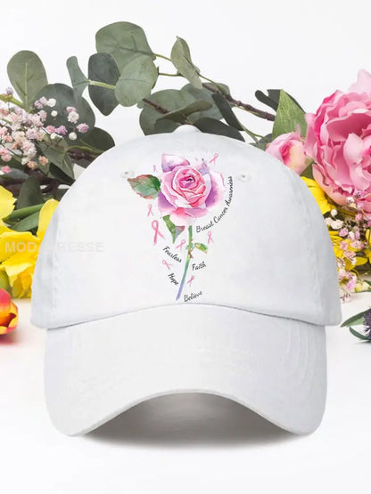 Rosa rosa bröstcancer neutral hatt vit / ONE