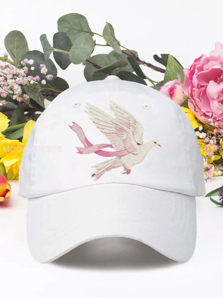 Rosa duva bröstcancer neutral hatt vit / ONE