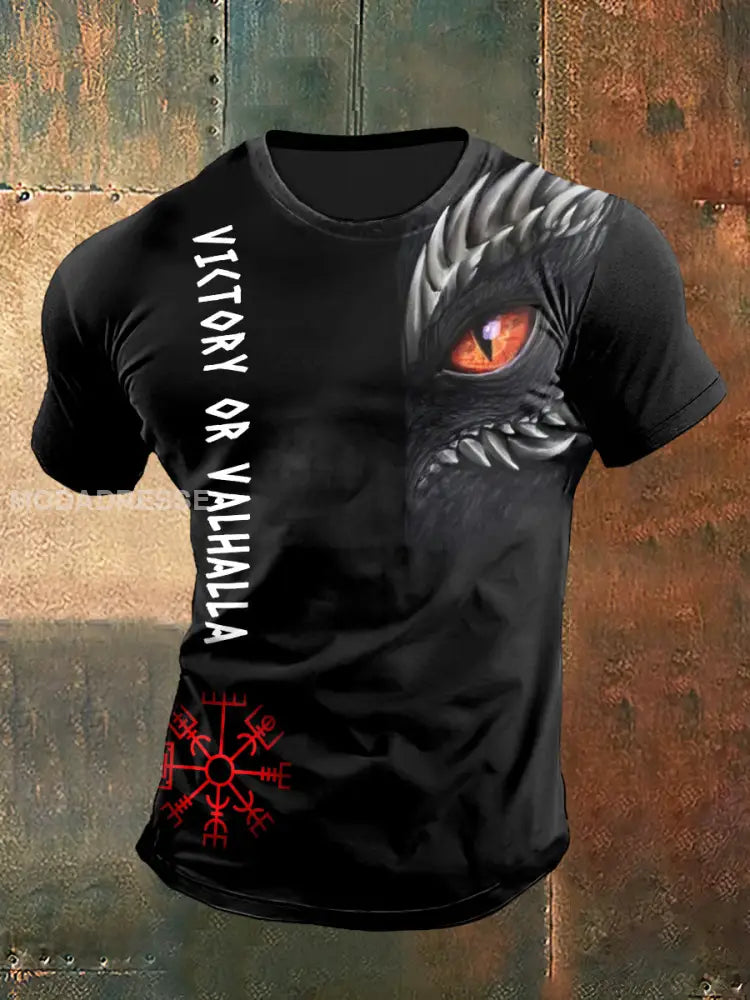 Seger eller Valhalla utskrift Vintage Mode kort ärm T-shirt S