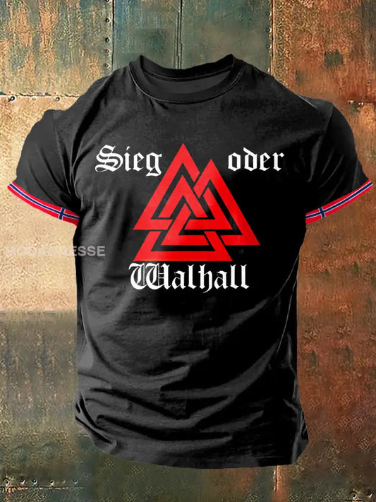 Seier til menn eller beseire trykt Vintage Mode Kort erme T-shirt S