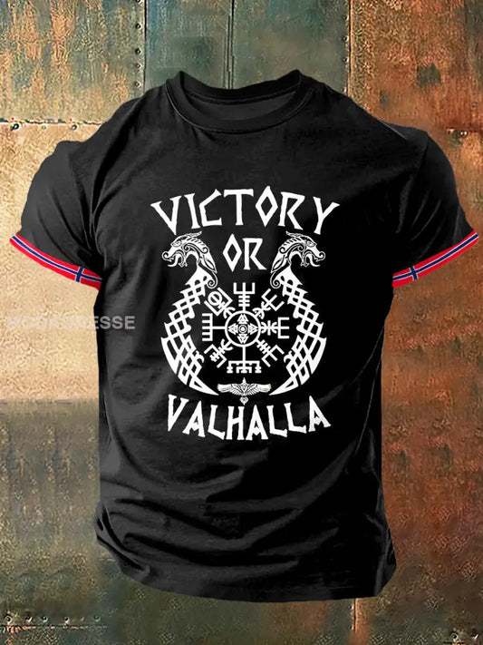 Seier til menn eller Valhalla utskriver Vintage Mote Kort erme T-shirt S