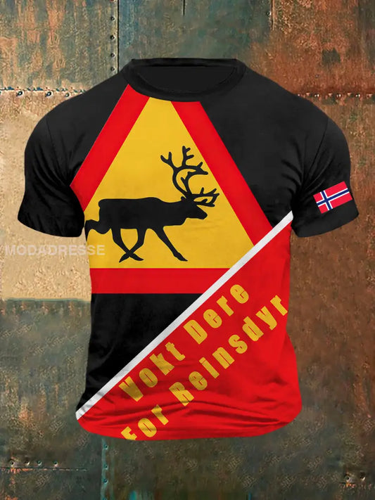 Sjå på reinsdyrkort trykk med korte ermerte S