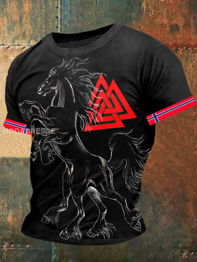 Sleipnir til herre Skriv ut Kort erme T-shirt S