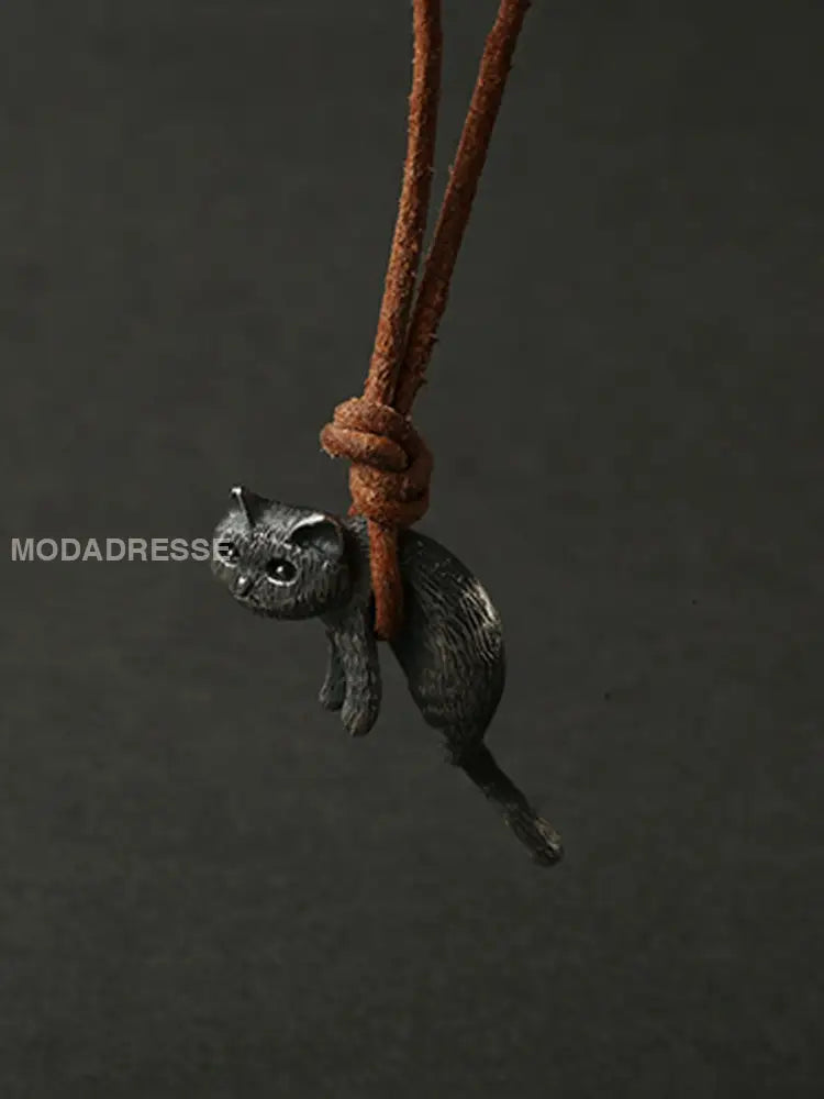 Söta katt metall halsband för män och kvinna svart- silver