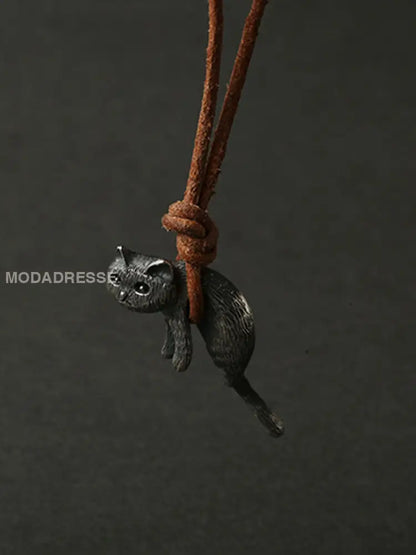 Söta katt metall halsband för män och kvinna svart- silver