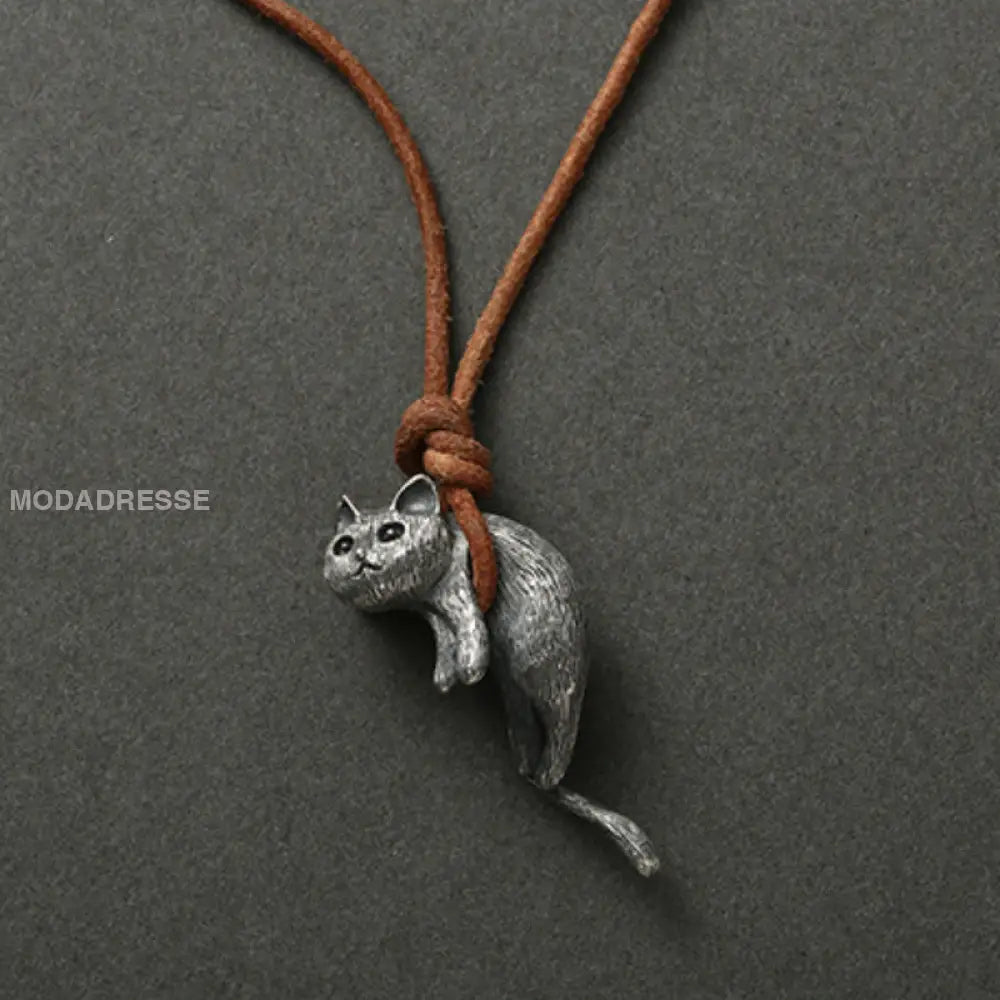 Söta katt metall halsband för män och kvinna svart- silver