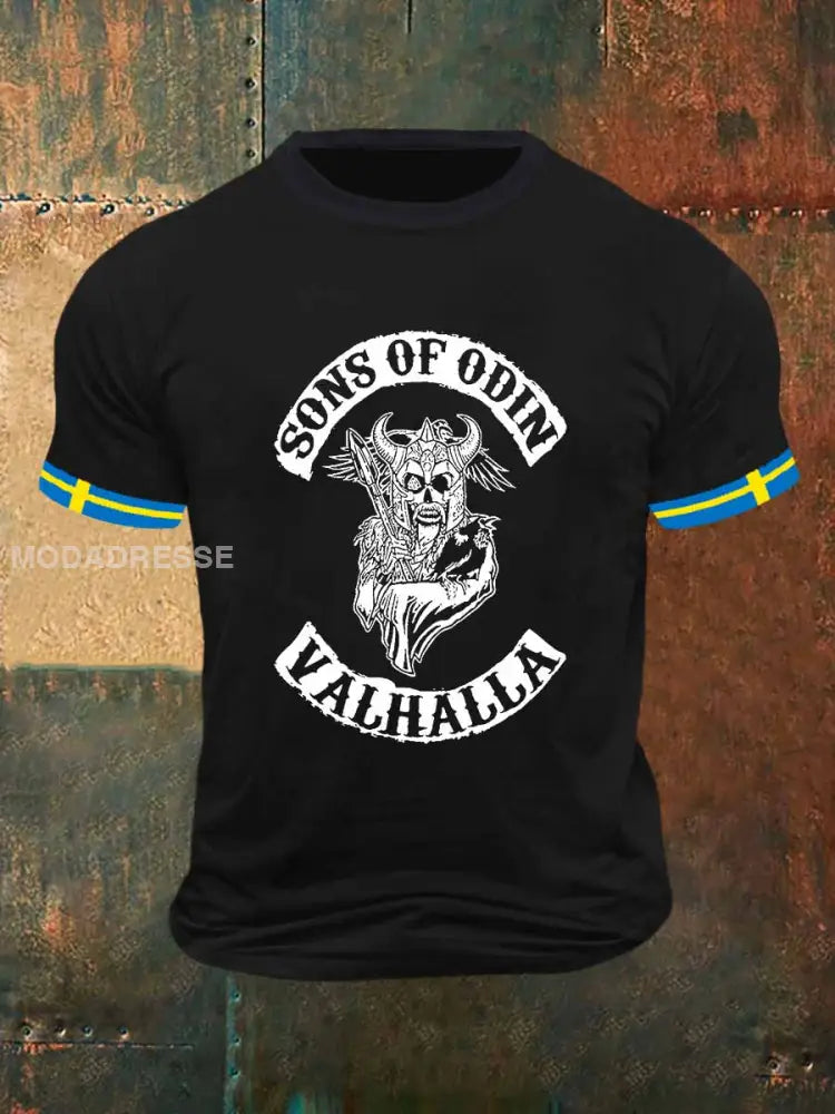 Son av Odin Print Vintage Mode kort ärm T-shirt S