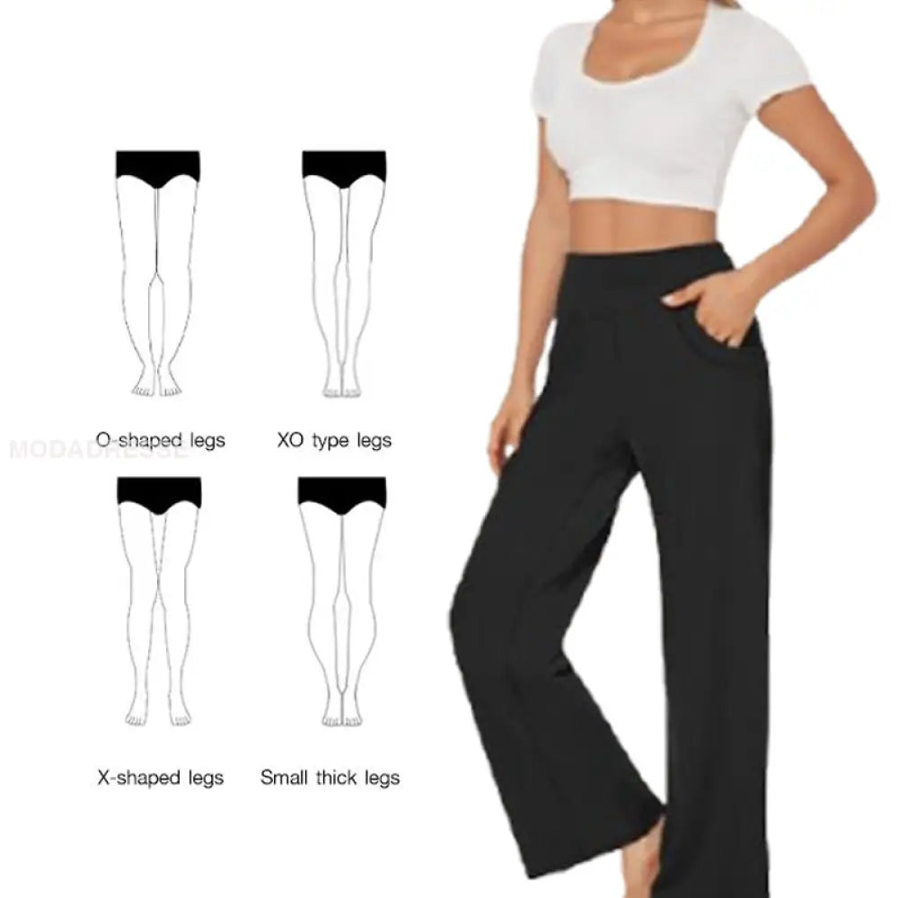 ⌛Specialerbjudande🔥 Yoga-byxor med hög midja och stretch för kvinnor enkla enfärgade och avslappnade Bästsäljare