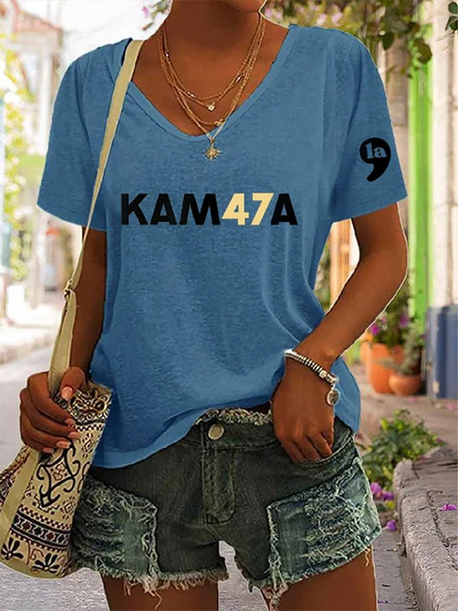 KAM47A du har min Vte Print V Hals T-shirt