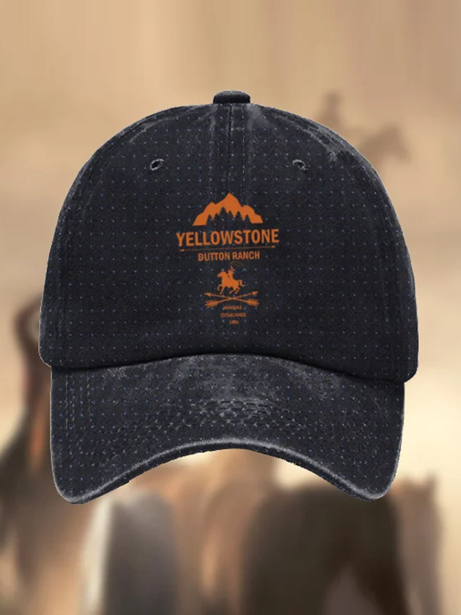 Retro Yellowstone Logo kunst trykt landsby fritid utendørs Vintage Hatt