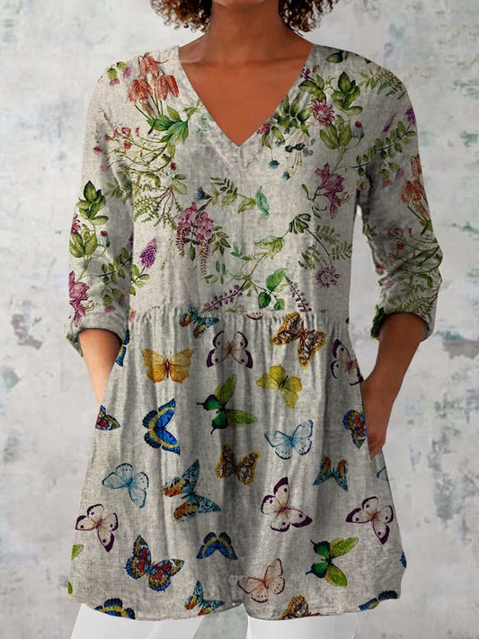 Elegant Boho Floral Skriv V-halsmønster