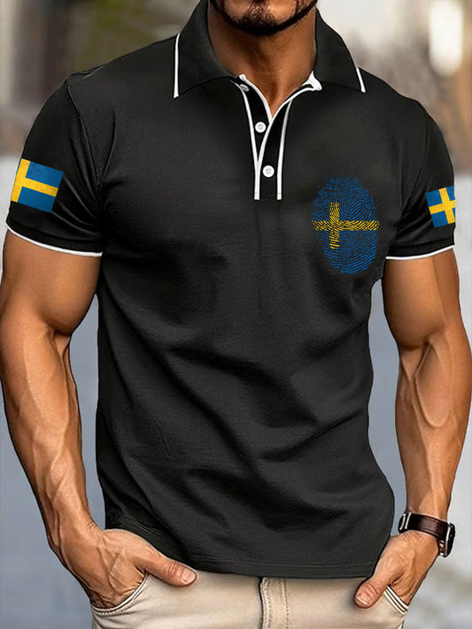 Mäns Sveriges flagga tryckta Casual Tops