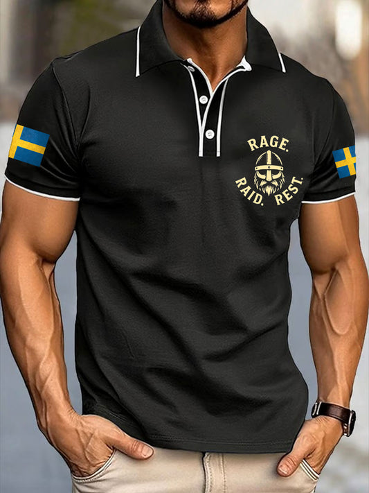 Mäns Sveriges flagga tryckta Casual Tops