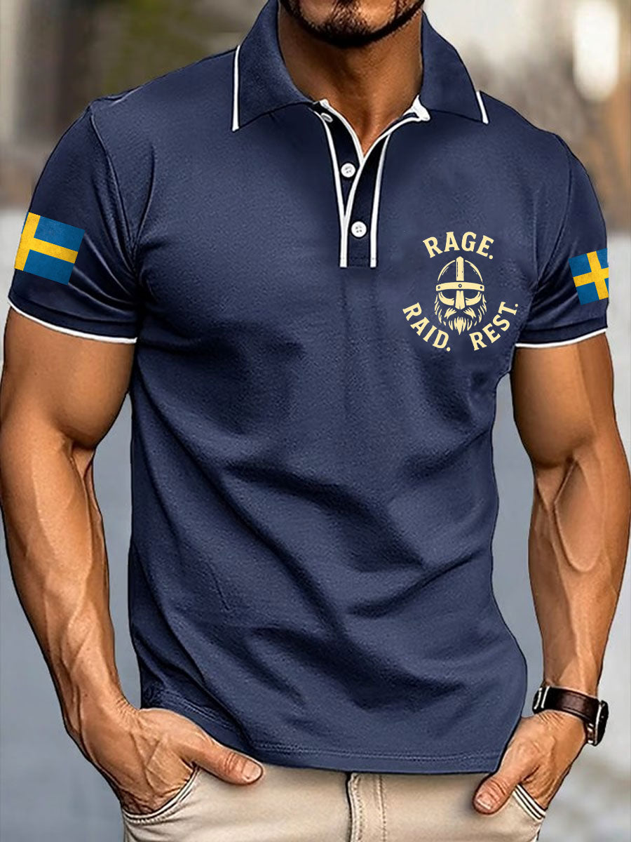 Mäns Sveriges flagga tryckta Casual Tops