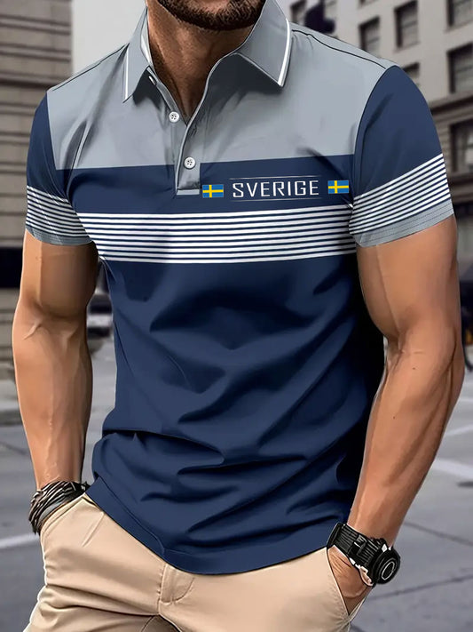 Mäns Sveriges flagga tryckta Casual Tops