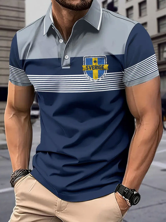Mäns Sveriges flagga tryckta Casual Tops