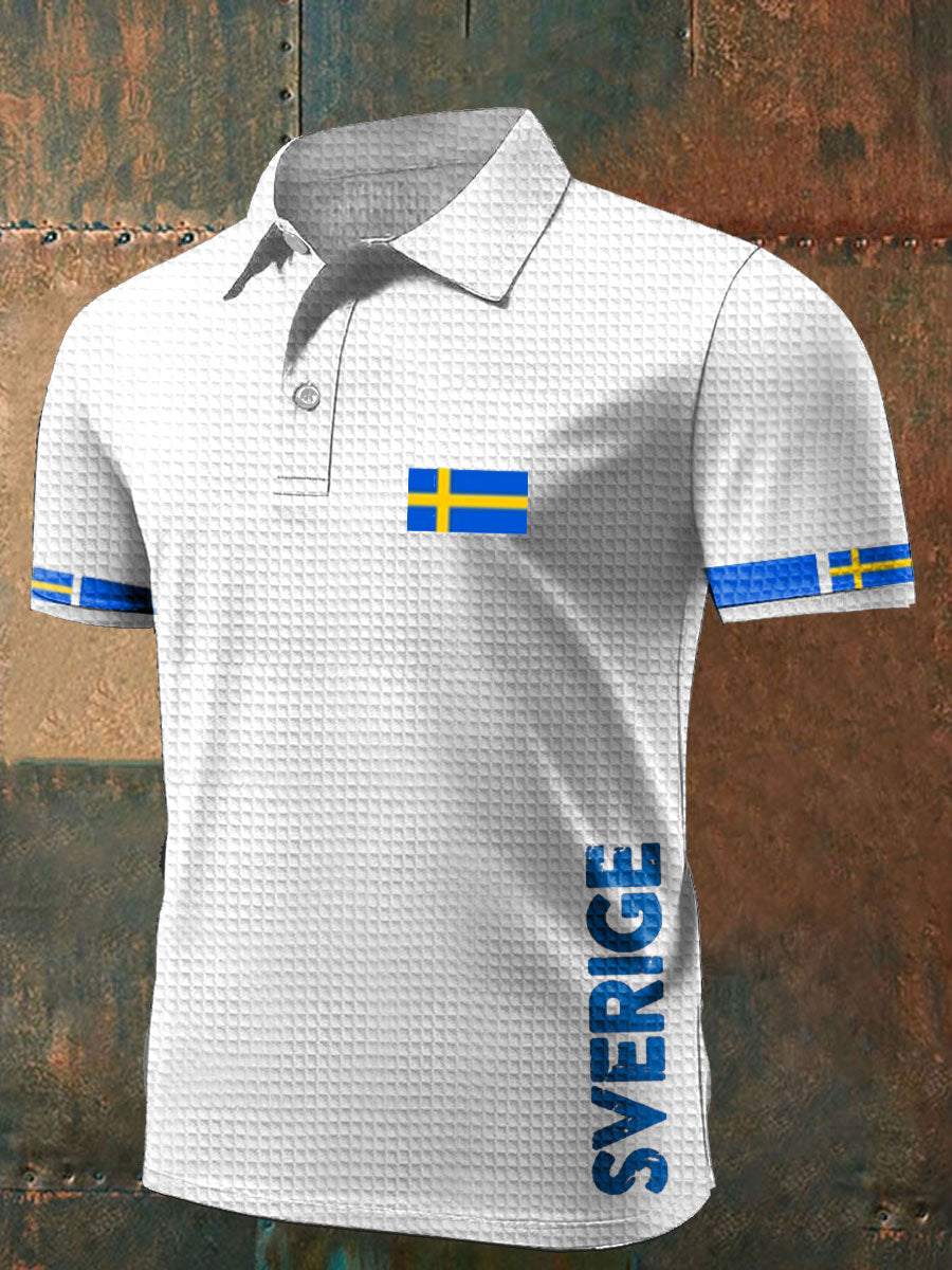 Mäns Sveriges flagga tryckta Casual Tops
